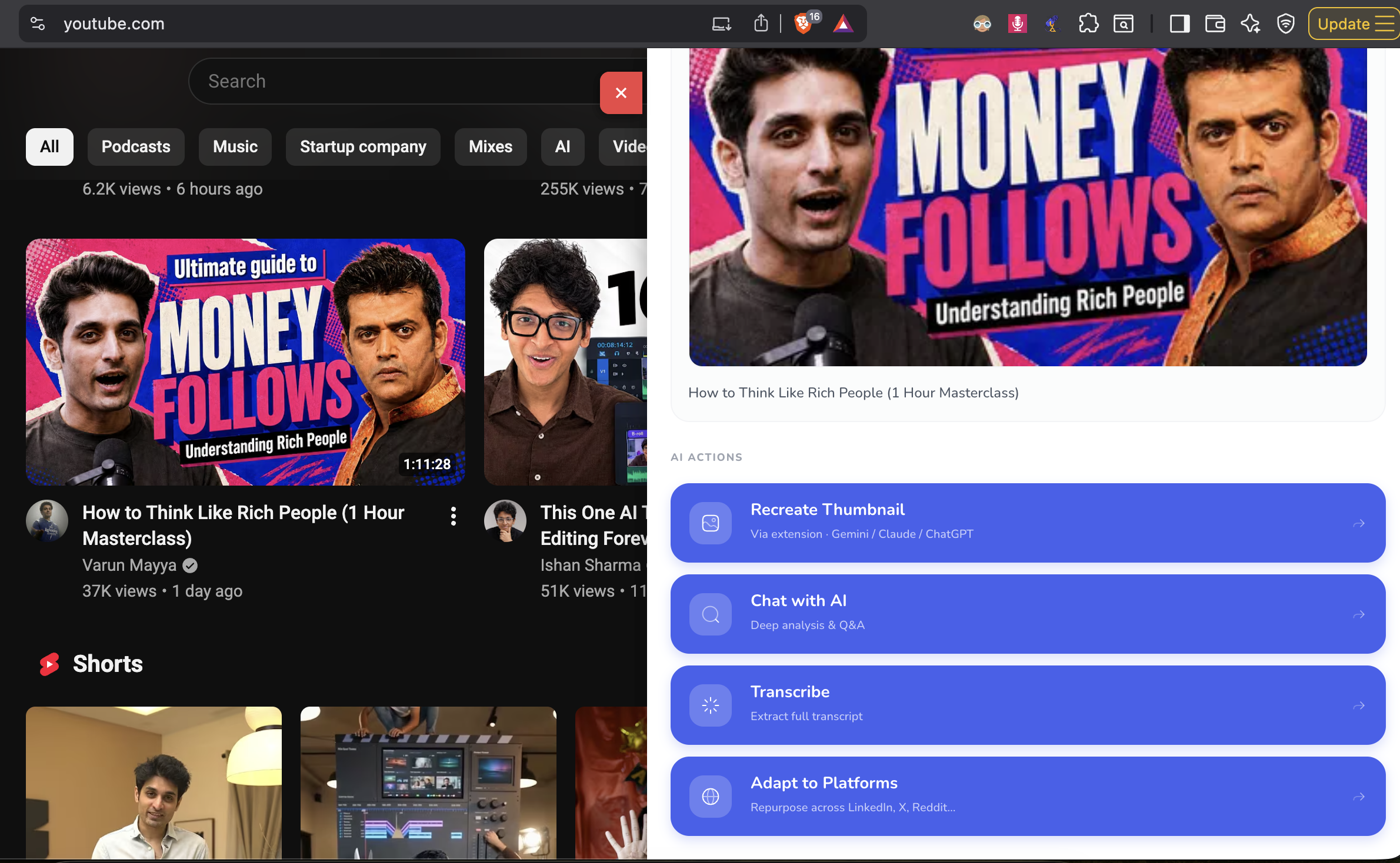 YouTube Transcript & Creator Extension