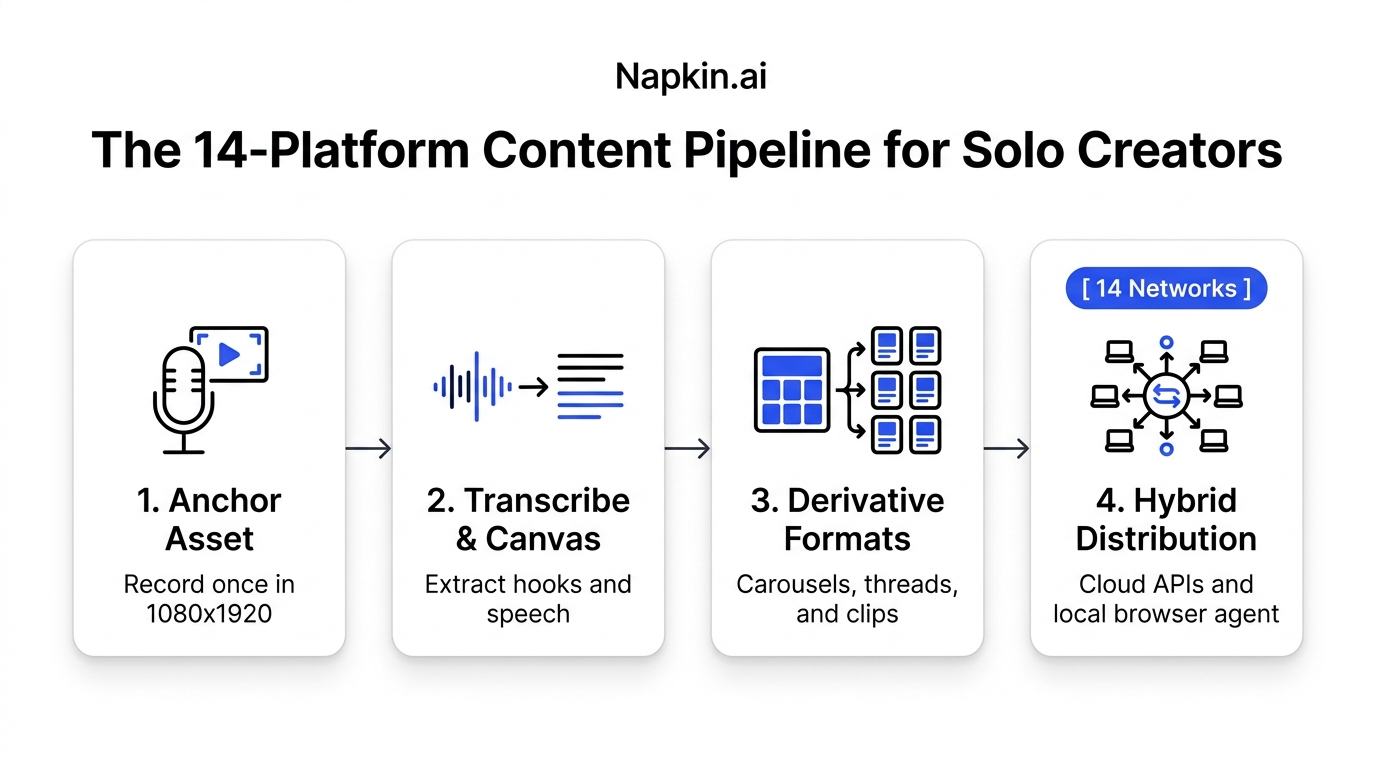 The 14-Platform Distribution Pipeline: How Solo Creators Publish Daily Without Burnout
